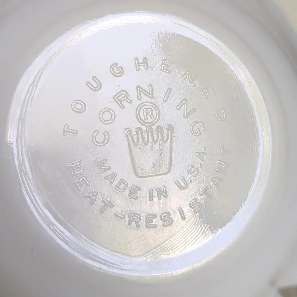 Vintage 1950s CorningWare Milk Glass Bowls – White Opalescent Swirl Princess